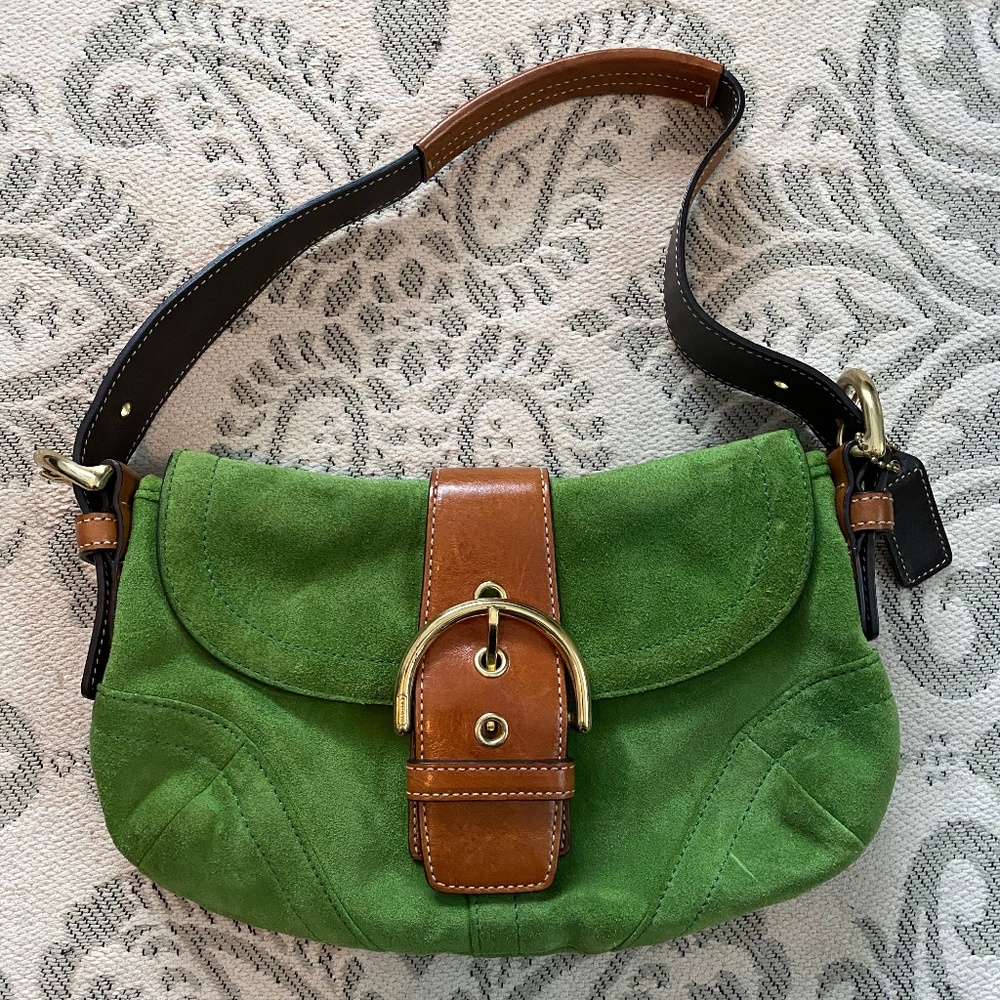 Green Suede Vintage Coach Bag
